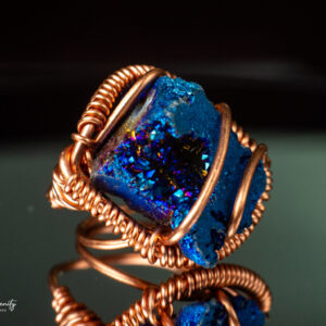 Dark Blue Druzy Aura Ring