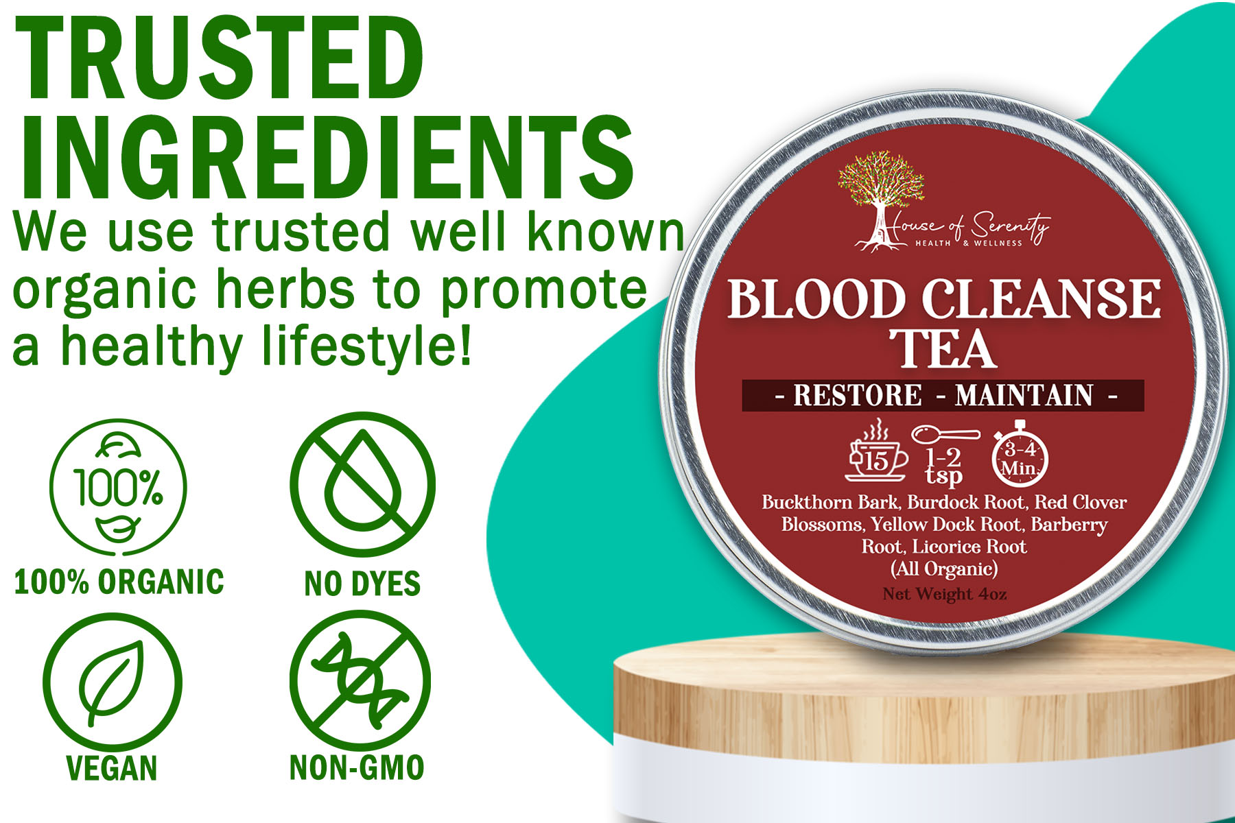 Blood Cleanse Tea by House of Serenity Health and Wellness